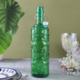 Tinted Textured Glass Fliptop Bottle- Green