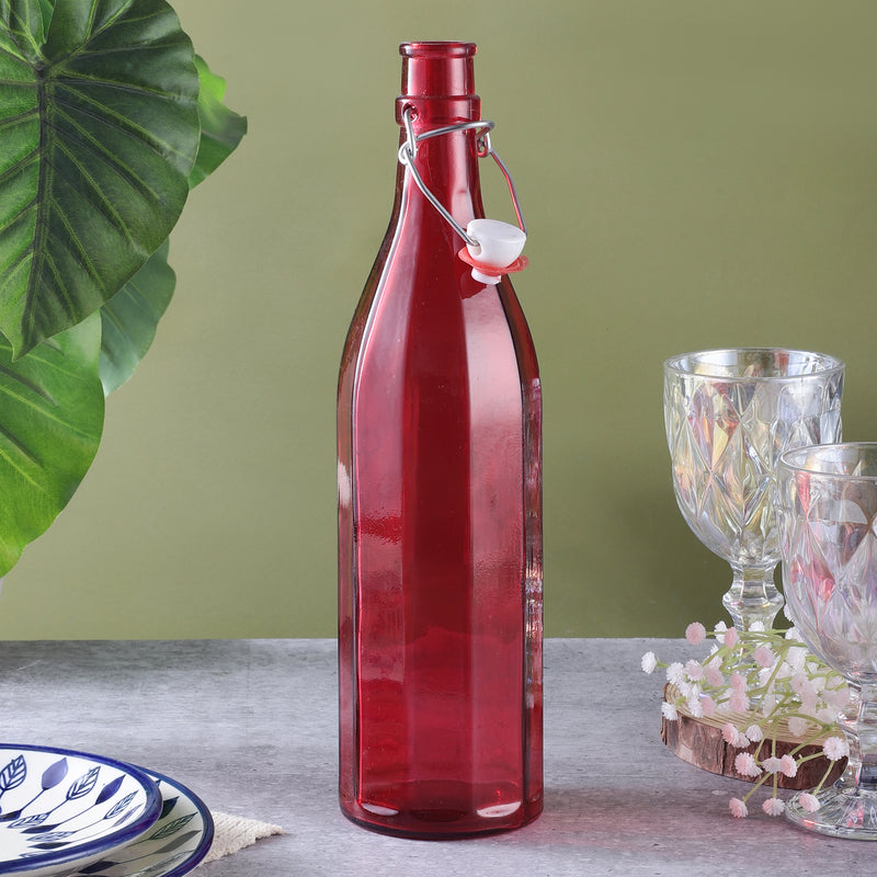 Tinted Glass Fliptop Bottle- Red