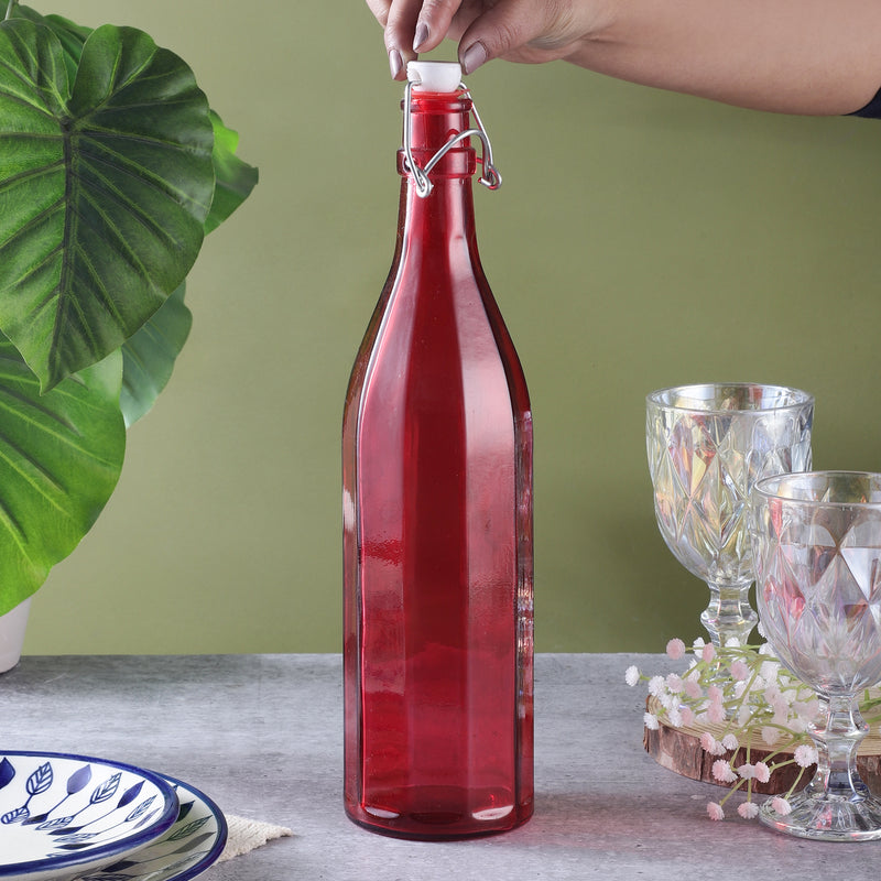 Tinted Glass Fliptop Bottle- Red