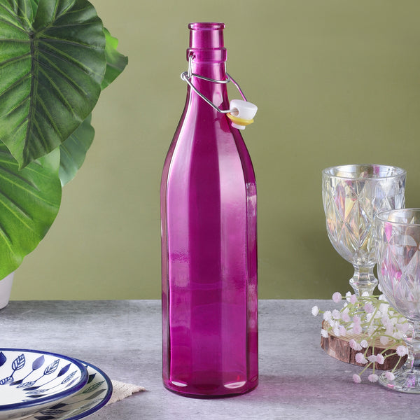 Tinted Glass Fliptop Bottle- Pink