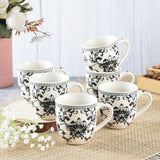 Floral Print Mug- White (Set of 6)