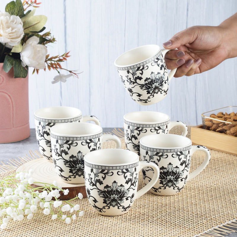 Floral Print Mug- White (Set of 6)