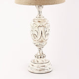 Distressed White Trophy Table Lamp With Jute Shade (Bulb Included) - The Decor Mart 