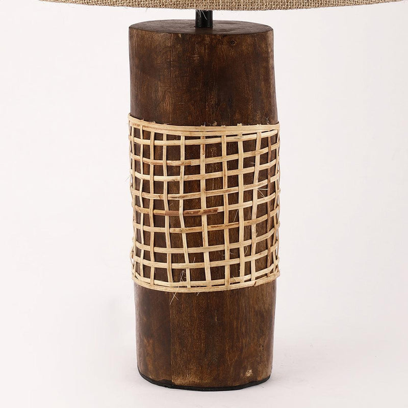 Rattan Wrap Walnut Wood Lamp With Shade (Bulb Included) - The Decor Mart 