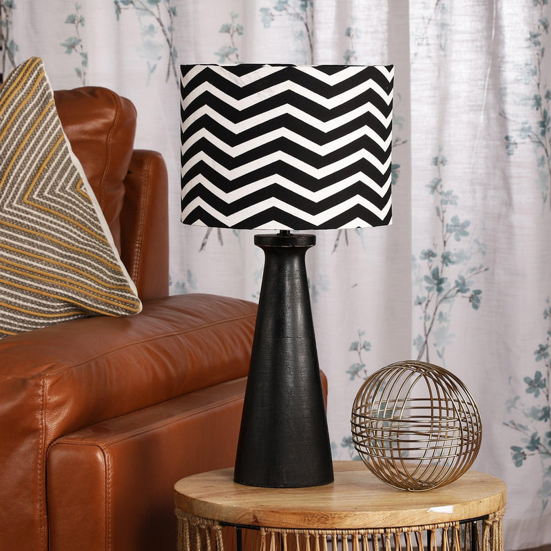 Black Finish Table Lamp With Chevron Shade (Bulb Included) - The Decor Mart 