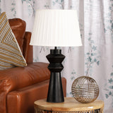 Black Minimal Table Lamp With Pleated Shade (Bulb Included) - The Decor Mart 