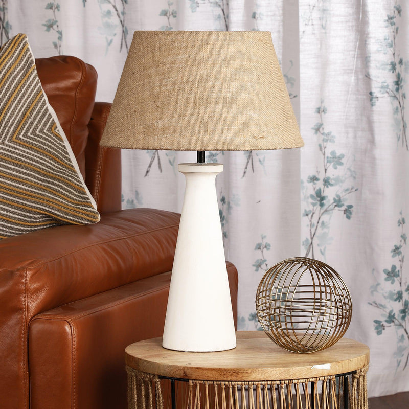 White Finish Table Lamp With Shade (Bulb Included) - The Decor Mart 