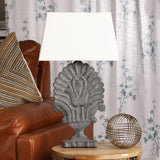 Charcoal Flora Wood Table Lamp With Shade (Bulb Included) - The Decor Mart 