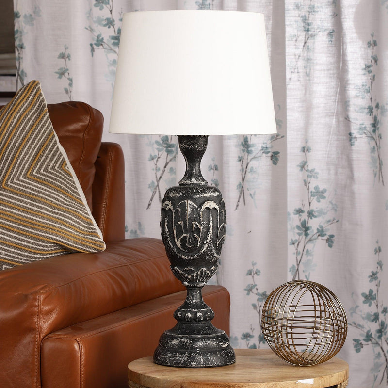 Charcoal Distressed Trophy Table Lamp With Shade (Bulb Included) - The Decor Mart 