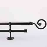 Spiral Metal Finial Extendable Double Curtain Rod Black 19MM (Hardware Included) - The Decor Mart 