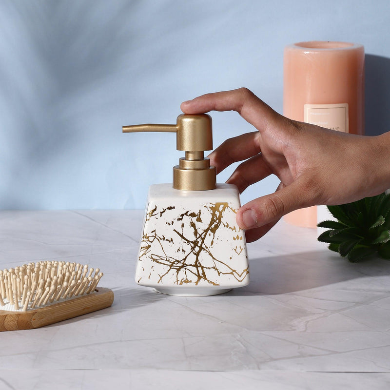 Quad Ceramic Soap Dispenser- White - The Decor Mart 