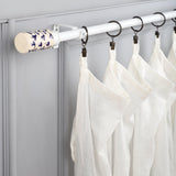 Handpainted Cylinder Ceramic Finial Extendable Curtain Rod White 19MM (Hardware Included) - The Decor Mart 