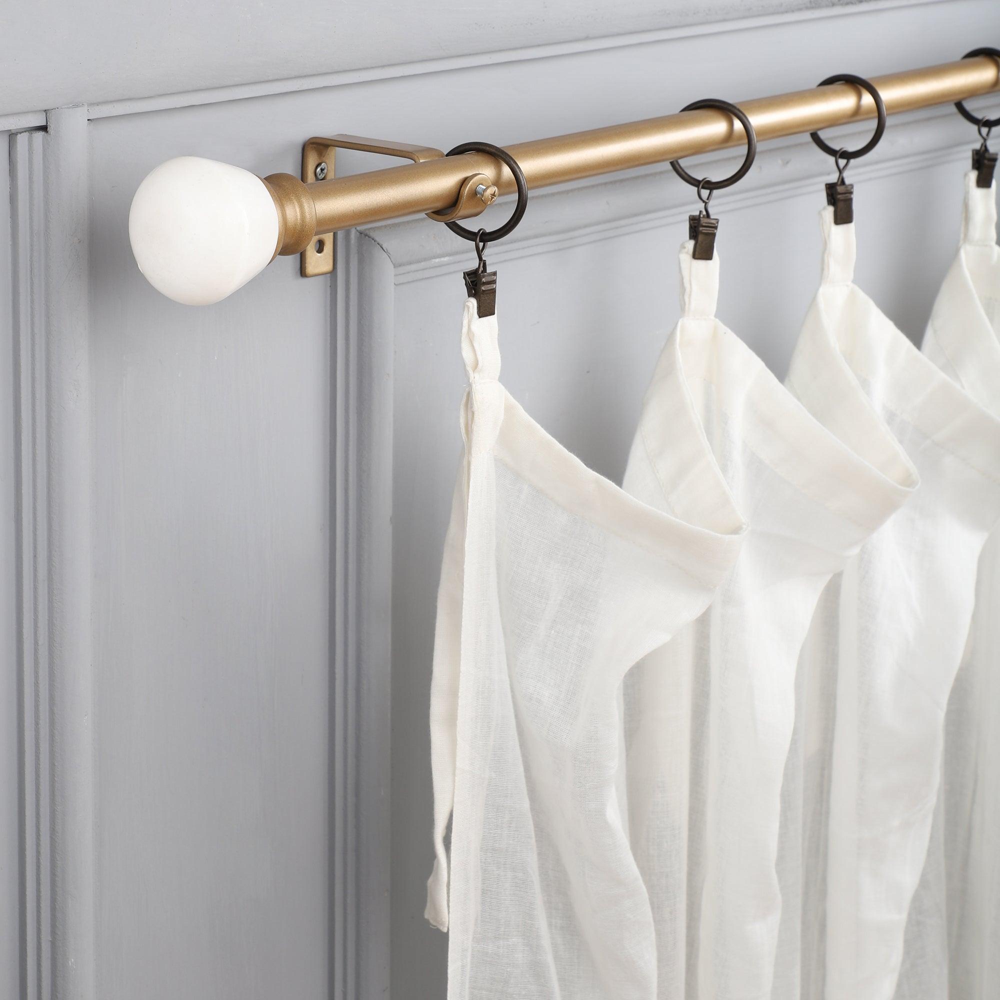 Marble Ball Finial Extendable Curtain Rod Gold 19MM (Hardware Included ...