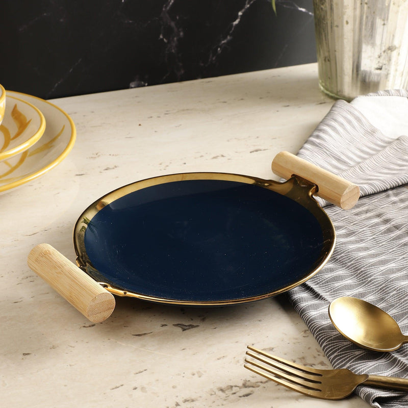 Round Ceramic Platter- Royal Blue - The Decor Mart 