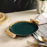 Round Ceramic Platter- Royal Teal - The Decor Mart 