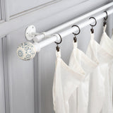 Rococo Ceramic Finial Extendable Double Curtain Rod White 19MM (Hardware Included) - The Decor Mart 