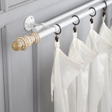 Carved Distressed White Finial Extendable Double Curtain Rod White 19MM (Hardware Included) - The Decor Mart 