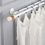 Marble & Wood Blend Finial Extendable Double Curtain Rod White 19MM (Hardware Included) - The Decor Mart 