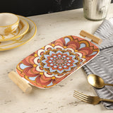 Mandala Ceramic Platter- Orange - The Decor Mart 