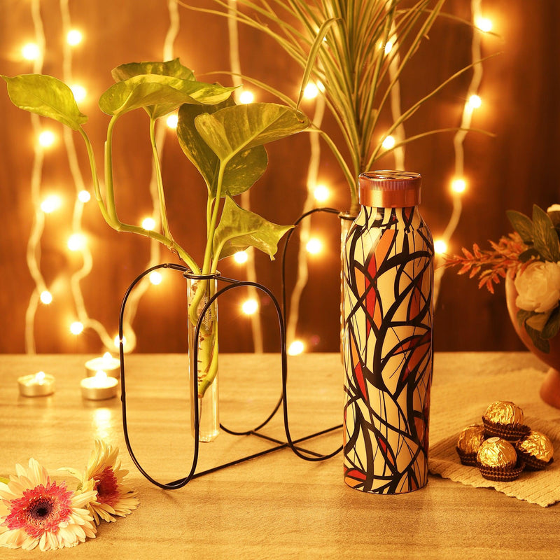 Copper Bottle with Test Tube Planter- Abstract - The Decor Mart 
