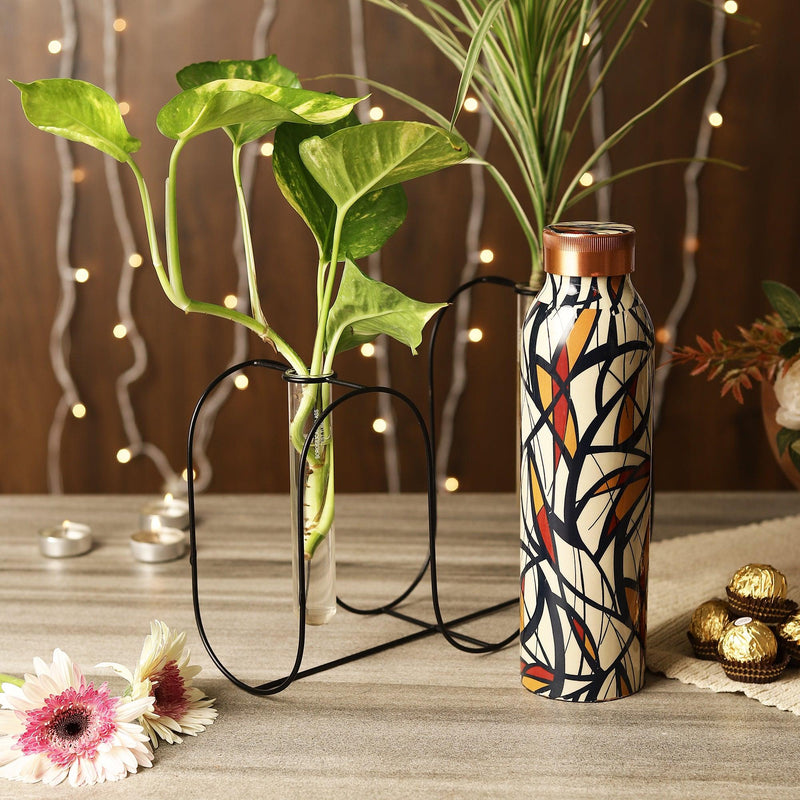 Copper Bottle with Test Tube Planter- Abstract - The Decor Mart 