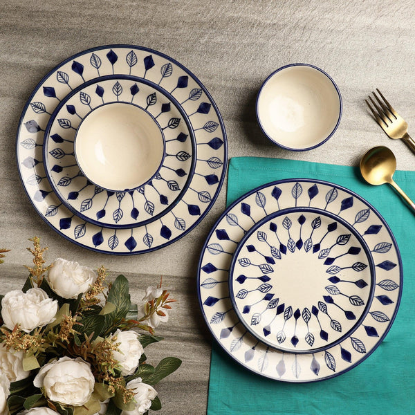 Ceramic Arrow Blocks Dinner Plates, Quarter Plate with Bowls- Set Of 2 - The Decor Mart 