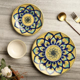 Ceramic Mandala Print Dinner Plates, Quarter Plate with Bowls- Set Of 2 - The Decor Mart 