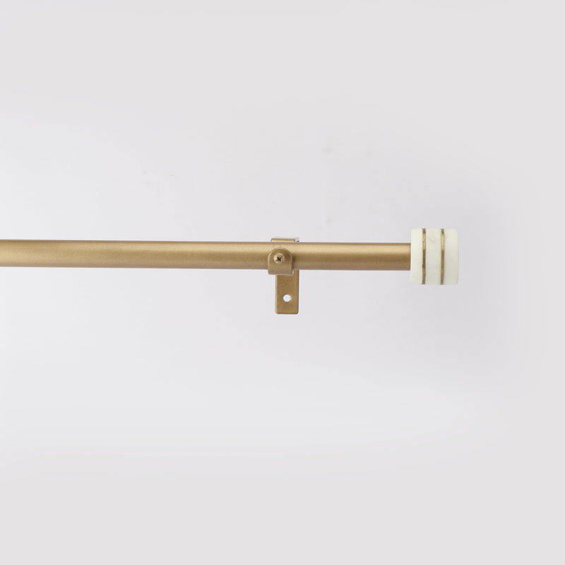 Marble Gold Inlay Finial Extendable Double Curtain Rod Gold 19MM (Hardware Included) - The Decor Mart 