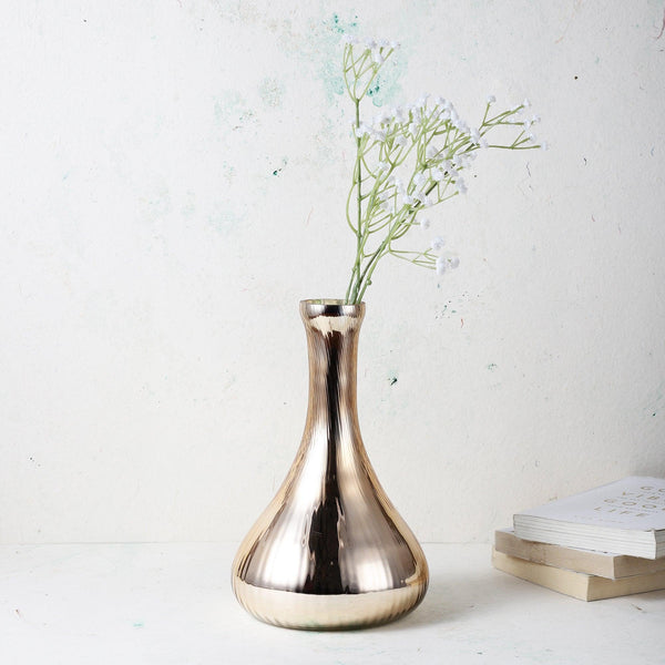 Tall Neck Glass Vase- Mercury (Large) - The Decor Mart 