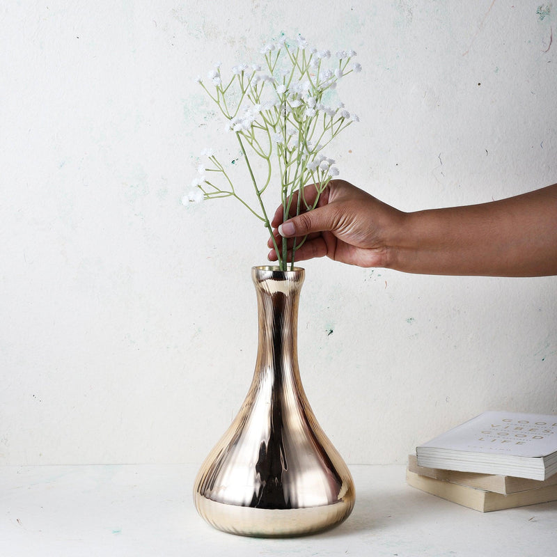 Tall Neck Glass Vase- Mercury (Large) - The Decor Mart 
