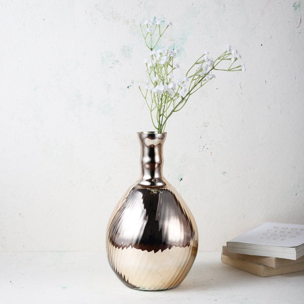 Bottle Glass Vase- Mercury (Large) - The Decor Mart 