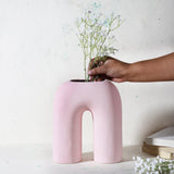 Ceramic Contemporary Vase- Pink (Large) - The Decor Mart 