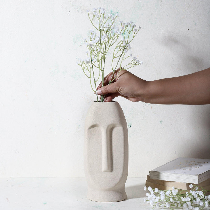 Ceramic Face Vase- Grey (Large) - The Decor Mart 