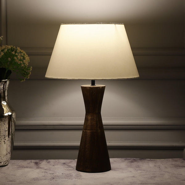 Walnut Finish Table Lamp With Shade (Bulb Included) - The Decor Mart 