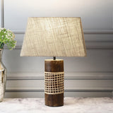 Rattan Wrap Walnut Wood Lamp With Shade (Bulb Included) - The Decor Mart 