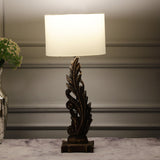 Distressed Walnut Leaf Table Lamp With Shade (Bulb Included) - The Decor Mart 