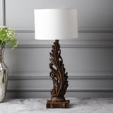 Distressed Walnut Leaf Table Lamp With Shade (Bulb Included) - The Decor Mart 