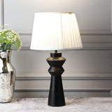Black Minimal Table Lamp With Pleated Shade (Bulb Included) - The Decor Mart 