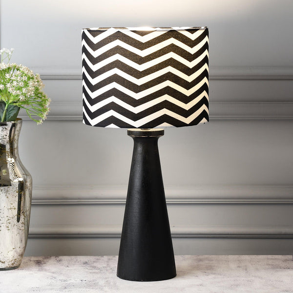 Black Finish Table Lamp With Chevron Shade (Bulb Included) - The Decor Mart 