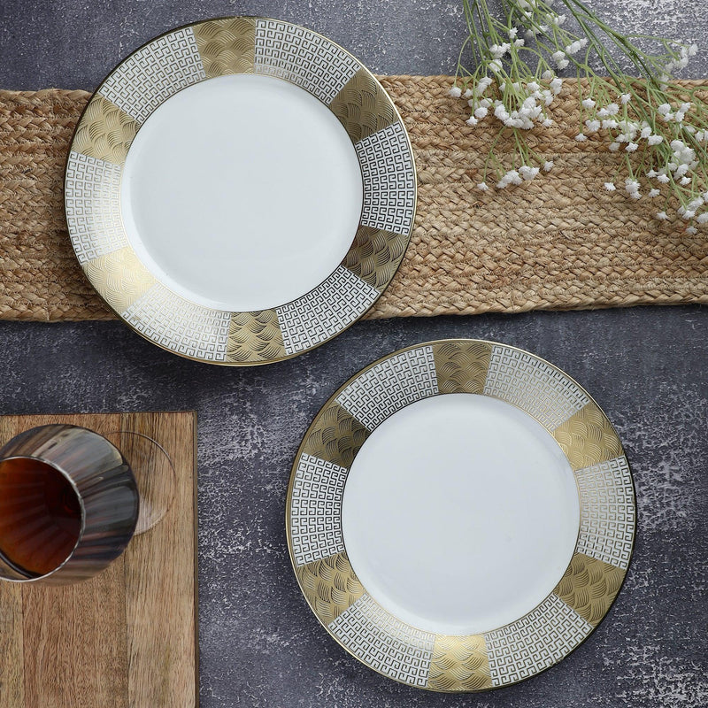 Ceramic Exotic Gold Dinner Plate- Set of 2 - The Decor Mart 