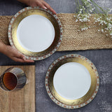Ceramic Gold Border Dinner Plate- Set of 2 - The Decor Mart 