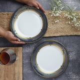 Ceramic Gold Ice Blue Dinner Plate- Set of 2 - The Decor Mart 