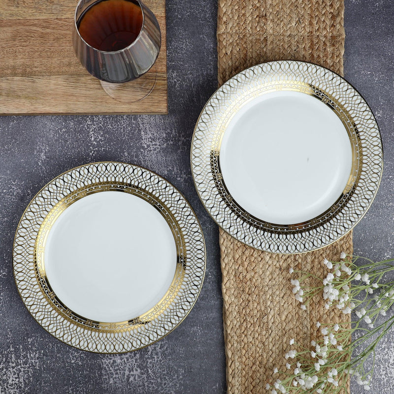 Ceramic Gold Fiesta Dinner Plate- Set of 2 - The Decor Mart 