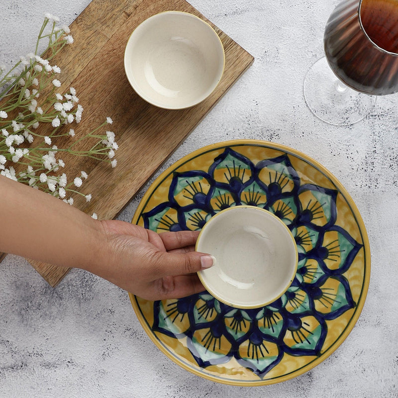 Mandala print dinner plate and 2 Bowls - The Decor Mart 