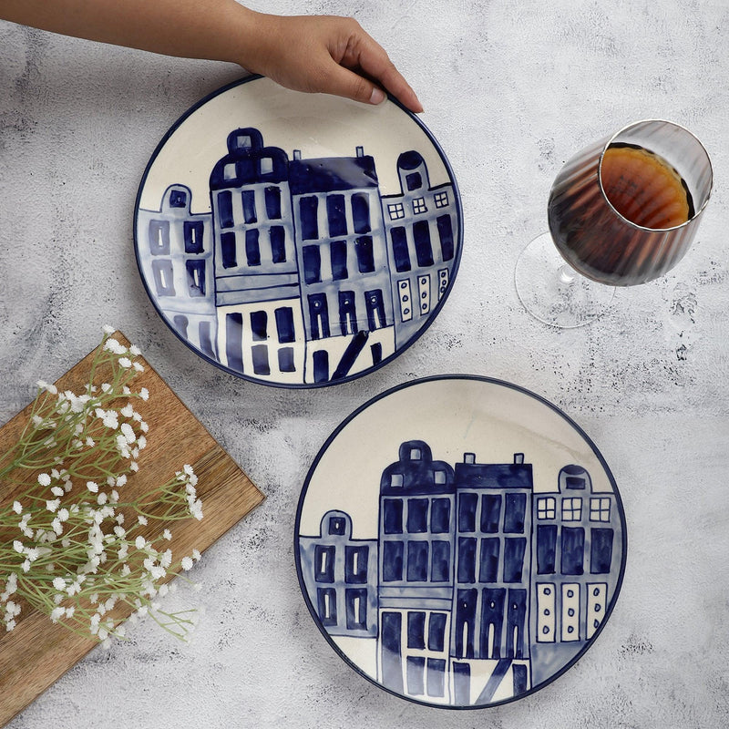 City in blue dinner plates - set of 2 - The Decor Mart 