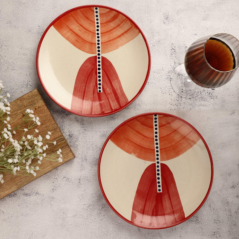 Red Impressions Dinner Plate - Set of 2 - The Decor Mart 