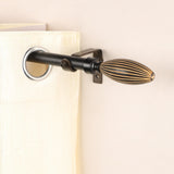 Wood Bud Finial Extendable Curtain Rod Black 19MM (Hardware Included) - The Decor Mart 