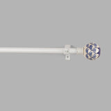 Handpainted Floral Ceramic Finial Extendable Curtain Rod White 25MM (Hardware Included) - The Decor Mart 