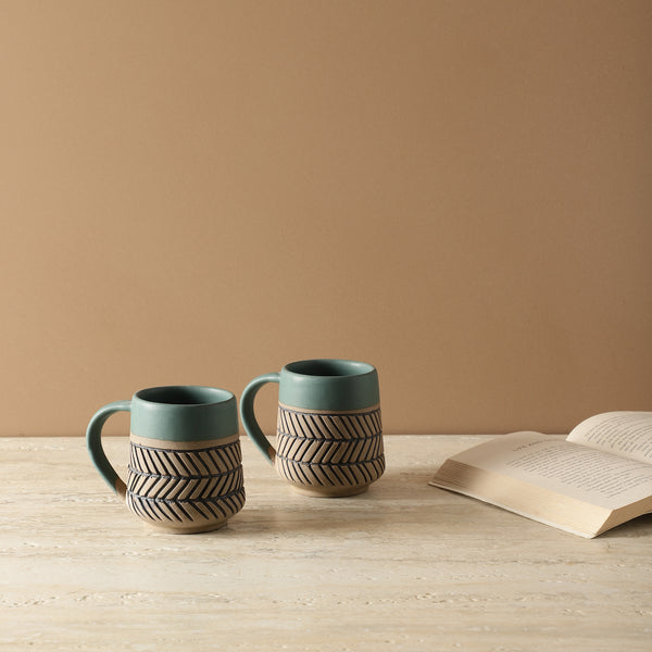 Arrow Wave Ceramic Mug Set of 2