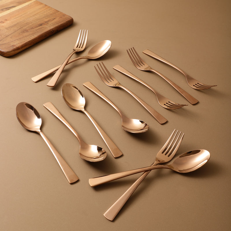 Rose Gold Salad Cutlery Set of 12